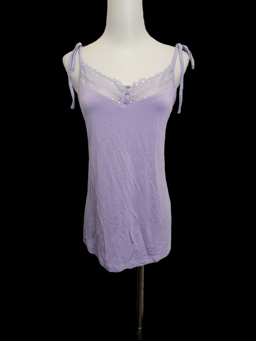 🌂🌂 Lilac Lace-Trim Tie-Strap Camisole